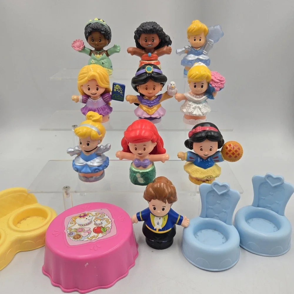 Fisher-Price Little People Disney Princess Prince 10 Mixed Figures +chairs Table